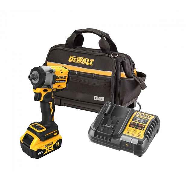 DeWALT - 18V AKU rázový utahovák, 1x aku 5,0 Ah Li-Ion, nabíječka DCF922NA3