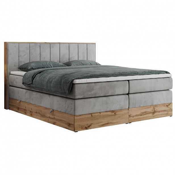 MKS POSTEL BOXSPRING BELLISSIMO KING 200/200 - Světle šedá Samet - H3