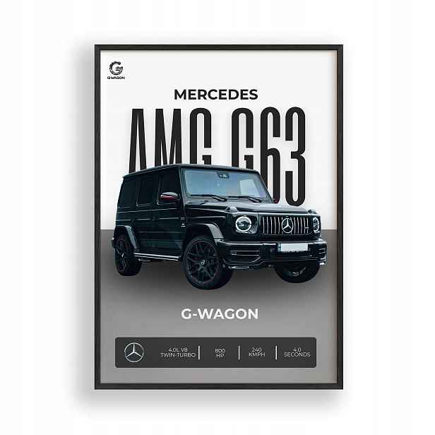 Obraz Mercedes Amg G63 G-Wagon Plakát Rámeček Dřevěný Černý 30x42 cm