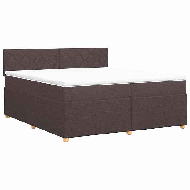 vidaXL Postel boxspring s matrací Tmavě hnědá 200 x 200 cm Textil