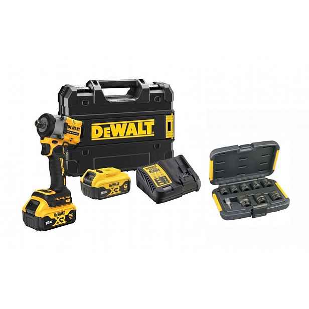 DeWALT - 18V AKU rázový utahovák, s příslušenstvím, 2x aku 5,0 Ah Li-Ion, nabíječka DCF922P2TA