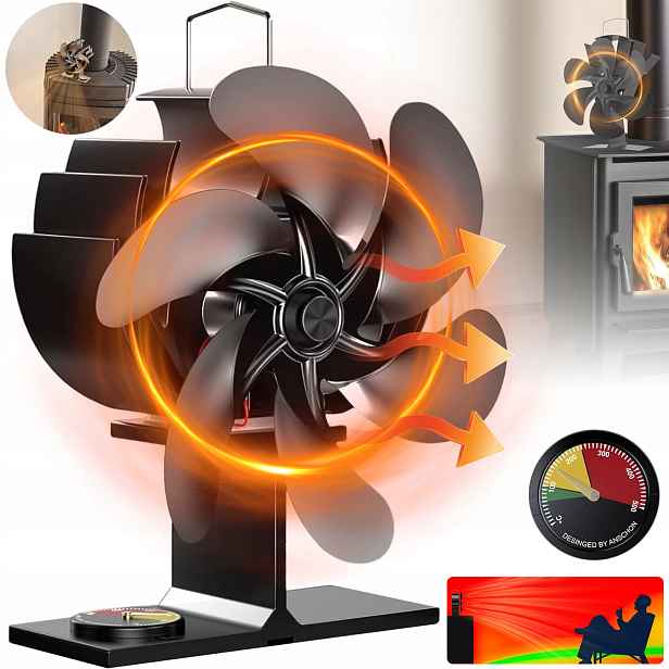 Krbový Ventilátor, Termoelektrický Ventilátor Napájený Z Teploměru, Černý