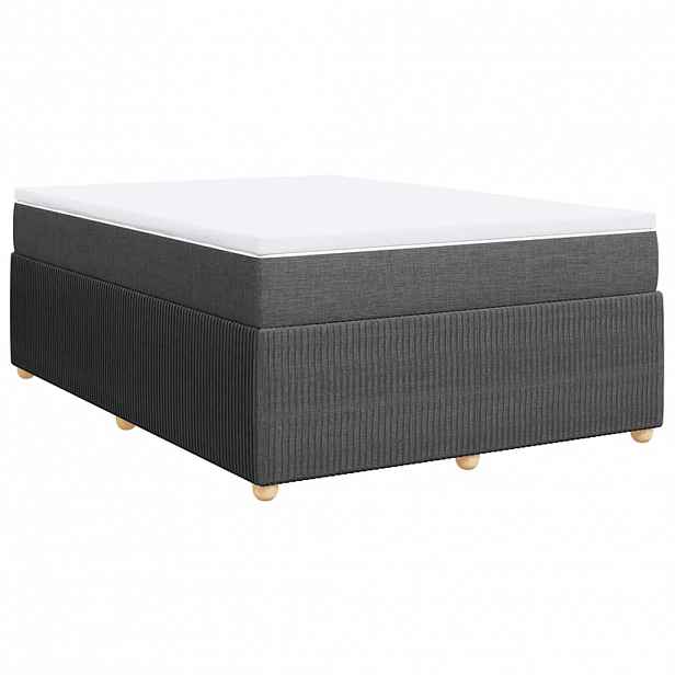 vidaXL Box spring postel s matrací tmavě šedý 140 x 190 cm textil