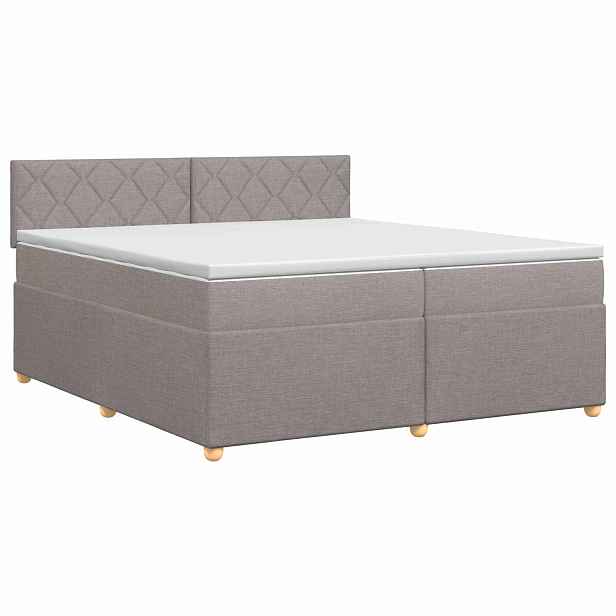 vidaXL Postel boxspring s matrací s čelo Taupe 200 x 200 cm Textil