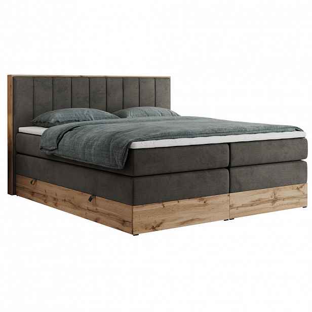 MKS POSTEL BOXSPRING BELLISSIMO KING 160/200 - Šedá Samet - H3