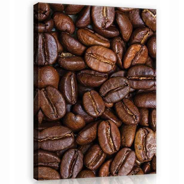 Obraz 60x80 Kávová zrna káva makro přiblížení hnědé aroma energie