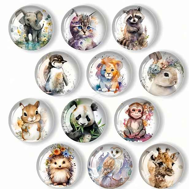 TEMU 12 ks Akrylové magnety na lednici se zvířátky, personalizované kreativní umělecké samolepky na lednici do kuchyně, kanceláře a domácí dekorace,