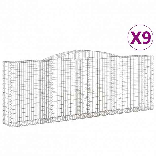 vidaXL Klenuté gabionové koše 9 ks 400x50x140/160cm pozinkované železo