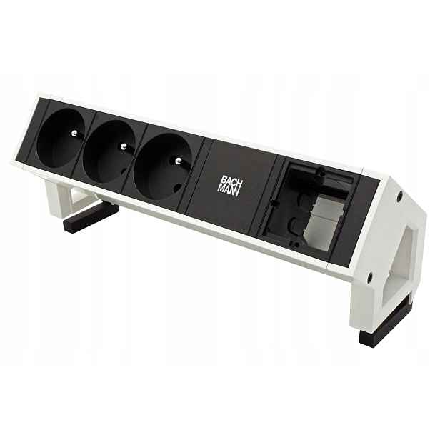Bachmann Systém Desk 2,3x zásuvka CZ,1x volné,bílý+ černé moduly (902.204)