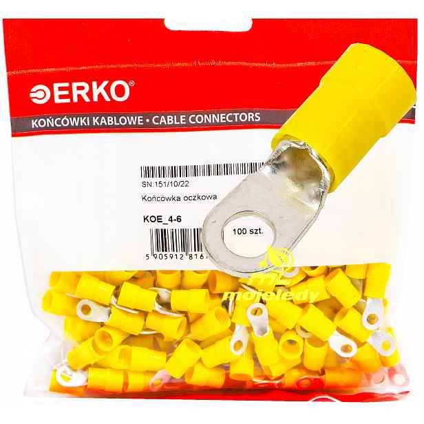 Izolovaná očková koncovka Koe 4 6 Erko 100 Ks 6mm M4