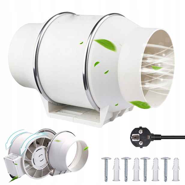 Kanálový Odtahový Ventilátor Výkonný 100 MM 45 W 310 m³/h Tichý