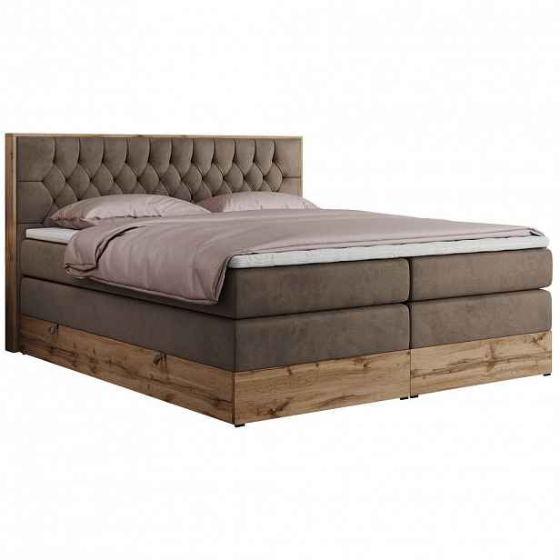 MKS POSTEL BOXSPRING AMORE KING 180/200 - Hnědá Samet - H3