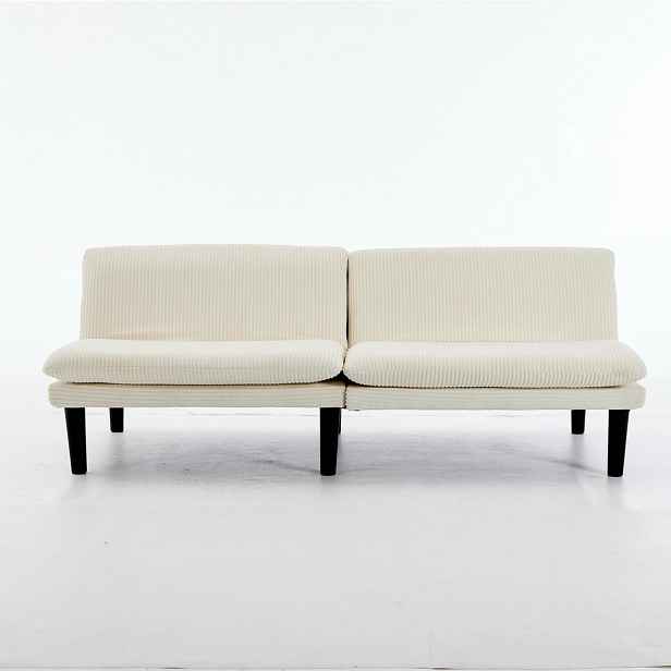 Modfu ROZKLÁDACÍ 2místná pohovka z sametu 168x86x67 cm béžová s 3polohovým opěradlem a funkcí lůžka