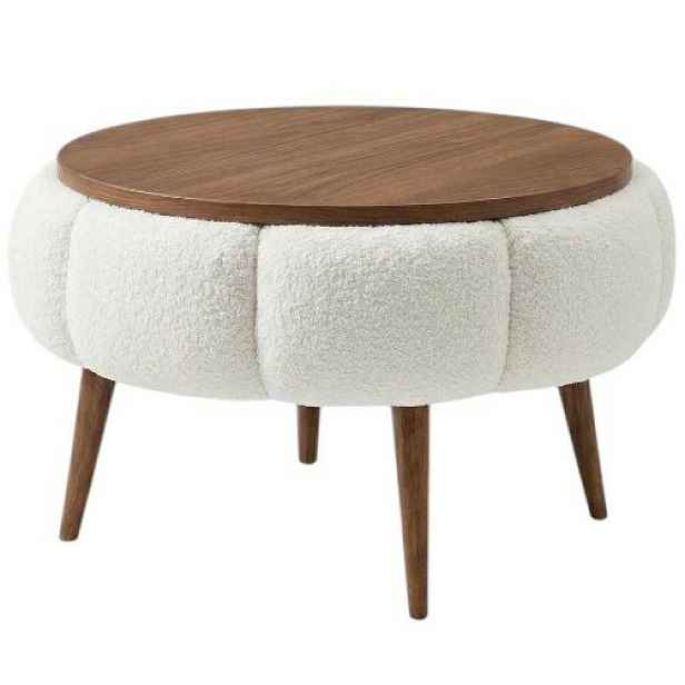 Odkládací čalouněný stolek Daisy Cream Walnut