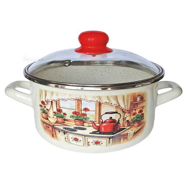PROHOME - Rendlík smalt se skleněnou poklicí 16cm, 1,5L Rustika