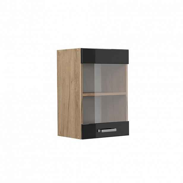 Vicco SKLENĚNÁ KUCHYŇSKÁ SKŘÍŇKA R-Line Černý vysoký lesk 40 cm