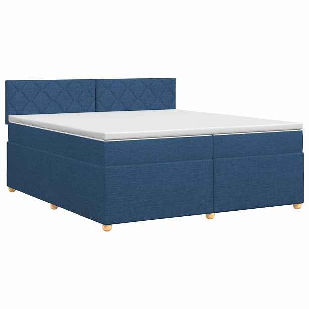 vidaXL Postel boxspring s matrací s čelo Modrá 200 x 200 cm Textil