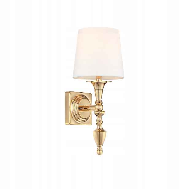Nástěnná lampa Austin zlatá bílá Cosmo Light W01125AU-WH E27 stínidlo bílá