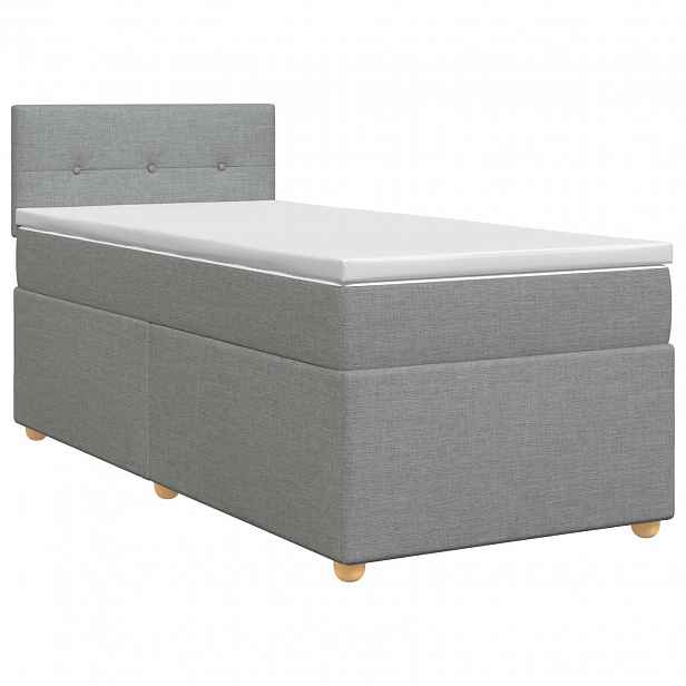 vidaXL Postel boxspring s matrací Světle šedá 90 x 190 cm Textil