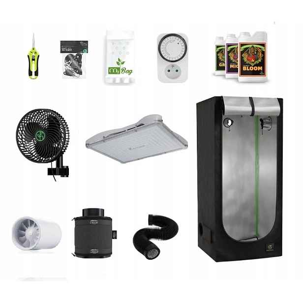 Sada pro pěstování Growbox Herbgarden 80x80x180 Led Luckygrow 180W hnojivo