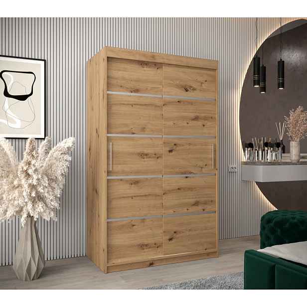 Šatní skříň ENNI - šířka 120 cm, dub artisan
