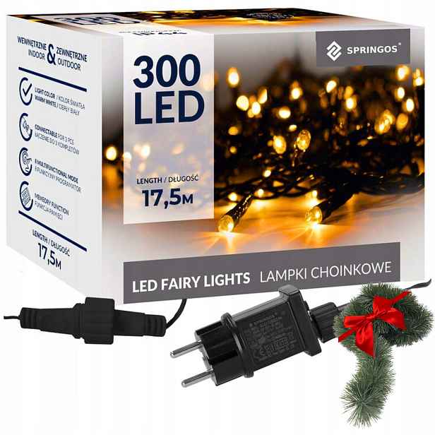Vánoční Osvětlení Na Stromeček 300 Led Externí 17,5M Světýlka Na Vánoční Stromeček