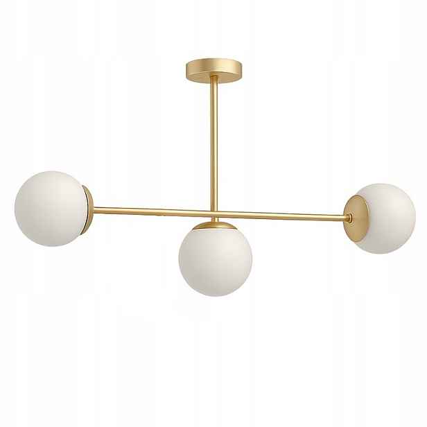 Závěsná stropní lampa Zlatý lustr Bílé koule 3x Led E27