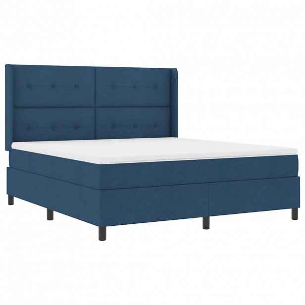vidaXL LED box pružinová postel s čelo Modrá 180 x 200 cm textil