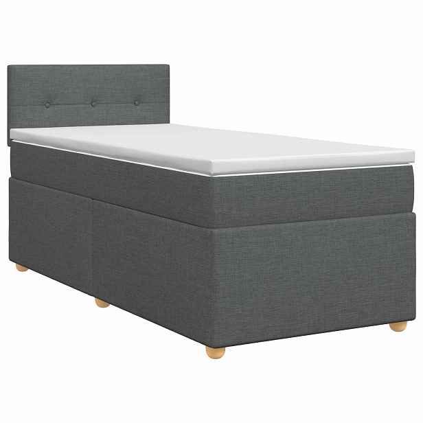 vidaXL Postel boxspring s matrací s čelo Tmavě šedá 90 x 190 cm Textil