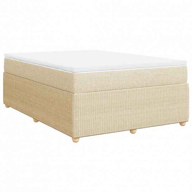 vidaXL Box spring postel s matrací krémová 140x190 cm textil