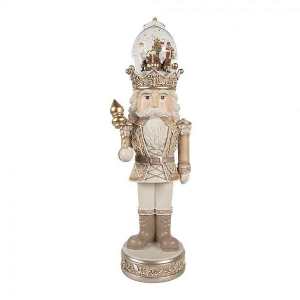 Béžová dekorace Louskáček Nutcracker s LED světýlky - 14*14*49 cm / 3*AA Clayre & Eef