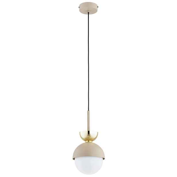 Dekorativní závěsná lampa béžovo-zlatá skleněná koule E14 10W Satori Alfa