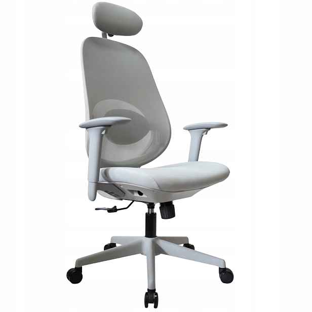 Kancelářská otočná Ergonomická židle s kolečky, šedá, nastavitelná