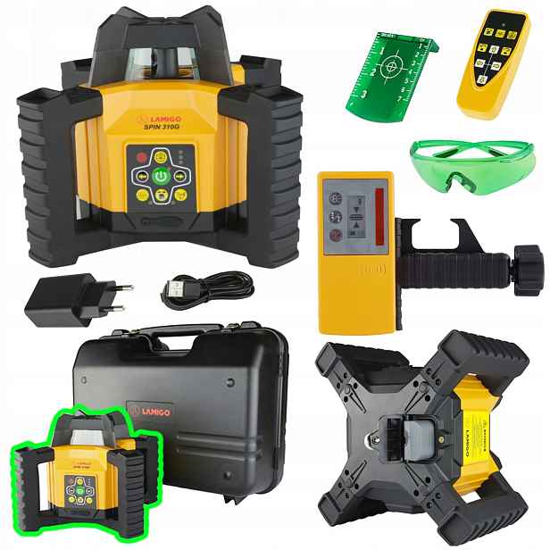 Rotační laser Spin 310G Zelený paprsek 500 m IP54 Detektor RC300