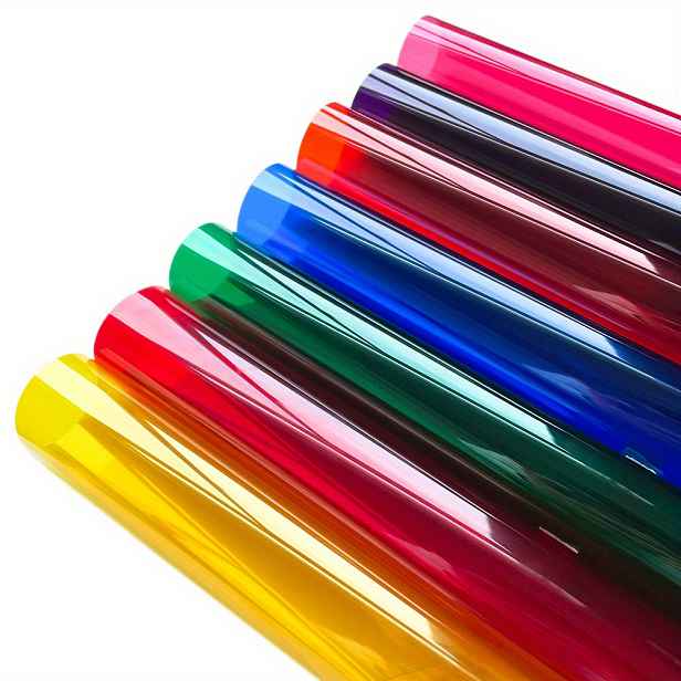 TEMU 7ks Balíček 20cm x 30cm Průhledná Okenní Fólie Barevná Solární Tónování Samolepící Dekorativní Skleněný Vinyl DIY
