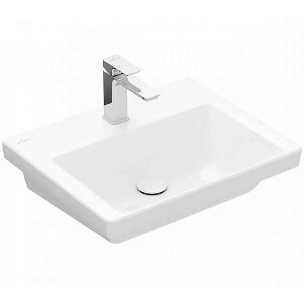 Villeroy & Boch Subway 3.0 - Umyvadlo 55x44 cm, bez přepadu, otvor pro baterii, CeramicPlus, Stone White 4A7056RW