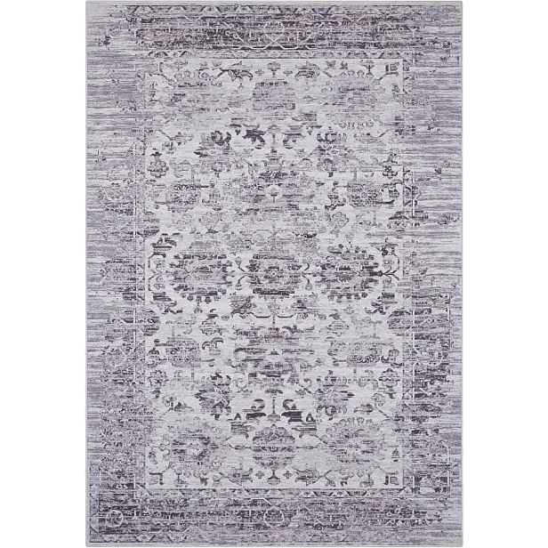 Koberec plochý tkaný do obývacího pokoje 80x150 cm, orientální šedo-krémový vzor