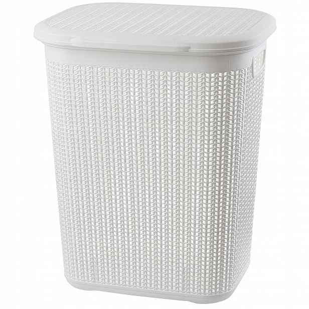 Koš Na Prádlo S Víkem, Velký, 50 L, Bílý
