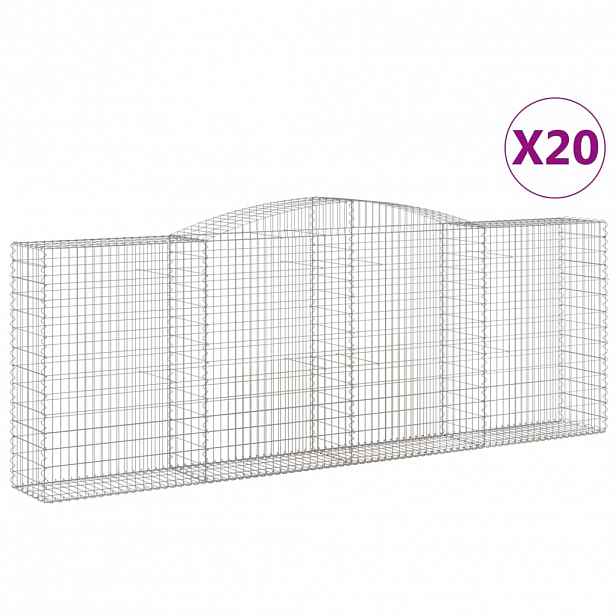 vidaXL Klenuté gabionové koše 20ks 400x50x140/160cm pozinkované železo