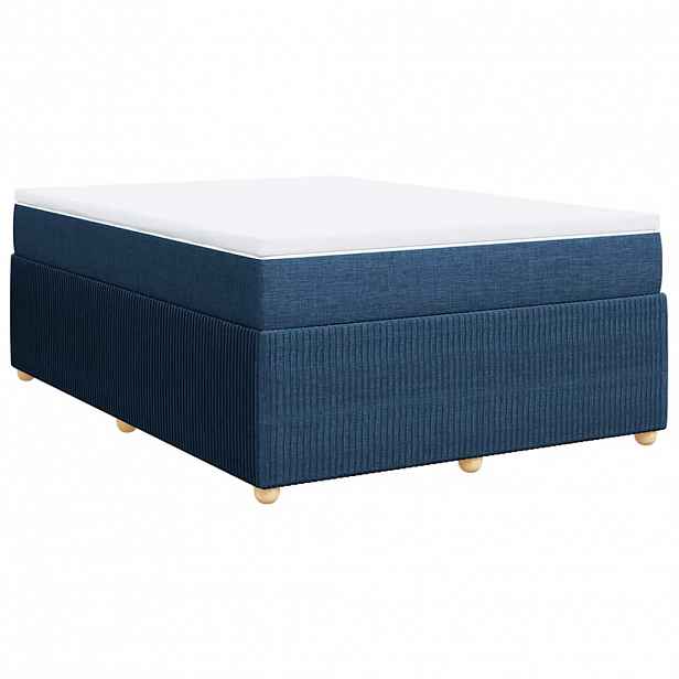 vidaXL Box spring postel s matrací modrá 140x190 cm textil