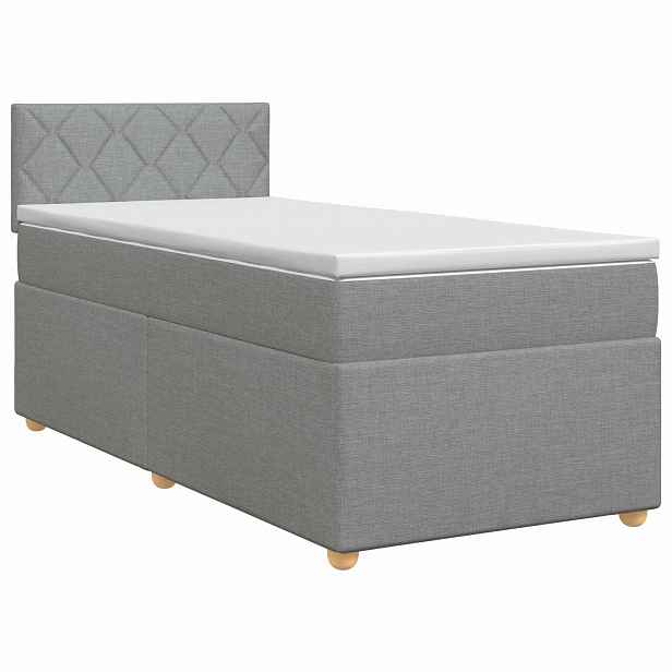 vidaXL Postel boxspring s matrací Světle šedá 90 x 190 cm Textil