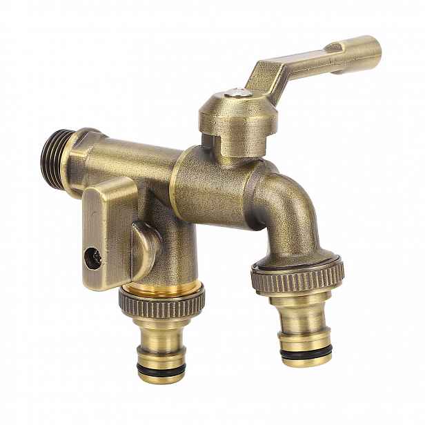 Kohoutek na venkovní zahradní hadici 3/4" s dvojitým 25 mm, pevný a pevný