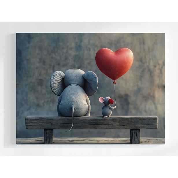 Plakát Zvířata Slon Myš Balón Pár Srdce Láska 100x75
