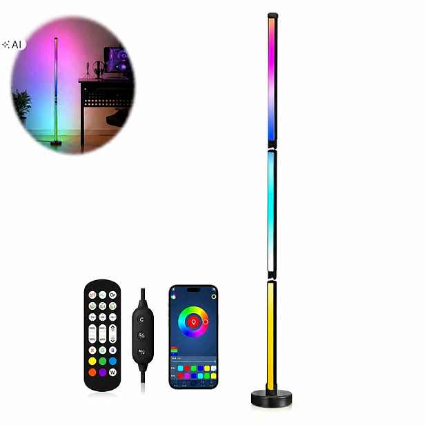 Vysoká Led Rgb Podlahová Stojací Lampa Noční Lampa 120 CM Dálkový Ovladač