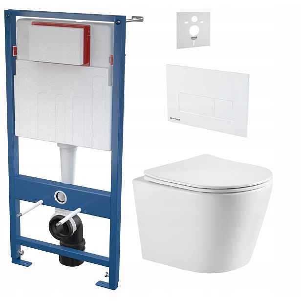 Podomítkový Wc set, rám Skalar by Alca, Wc mísa Tornado, tlačítko