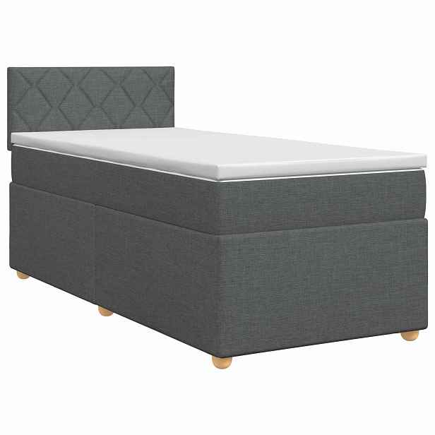 vidaXL Postel boxspring s matrací s čelo Tmavě šedá 90 x 190 cm Textil