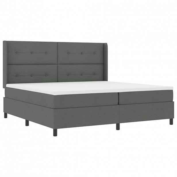 vidaXL LED box pružinová postel s čelo Tmavě šedá 200 x 200 cm textil