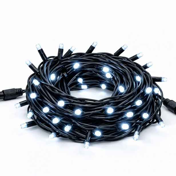 Easy Fix LED světelný řetěz, kontura, 5 m, venkovní, ledově bílá s FLASH, 60 diod, černý kabel, IP67