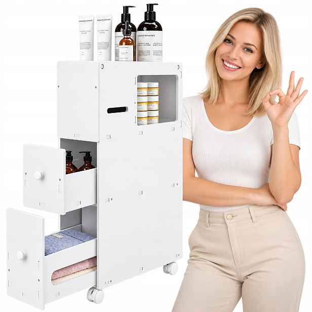 Úzká koupelnová skříňka na kolíčky Organizer Mobilní Funkční Stanela
