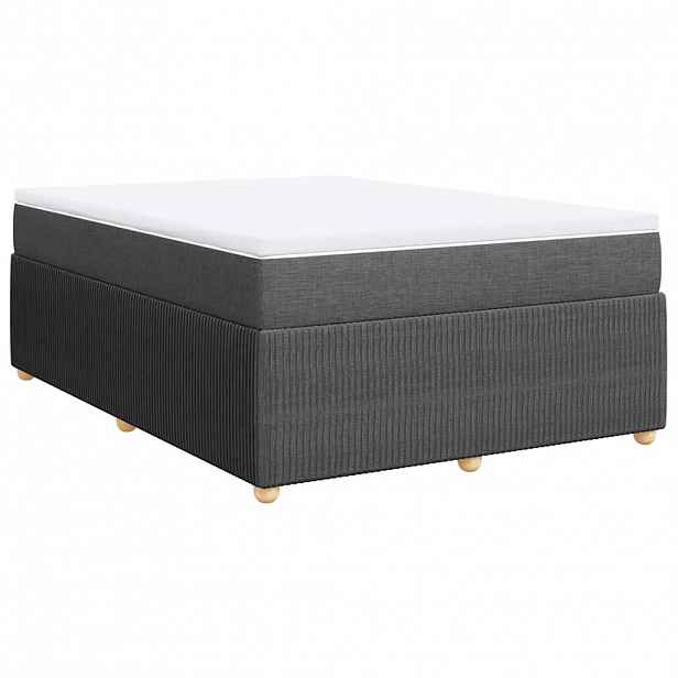 vidaXL Box spring postel s matrací tmavě šedá 140x200 cm textil
